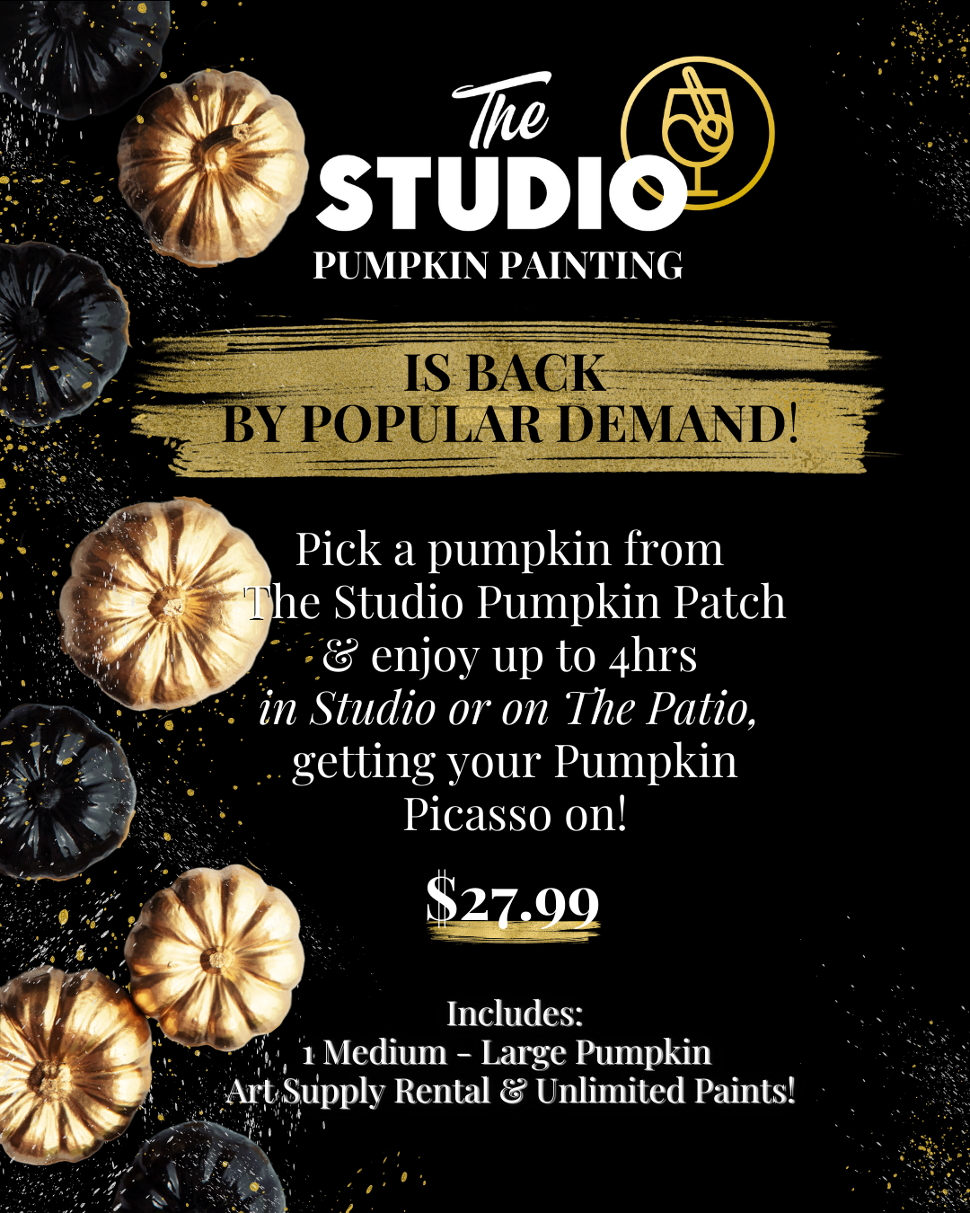 Pumpkin Painting ON THE PATIO! The Studio Paint Bar
